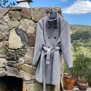 New woman’s coat light gray double breasted
